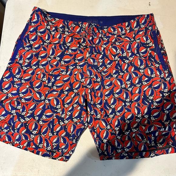 Grateful Dead Men's Athletic Shorts - Red and Blue. Swimsuit - Picture 1 of 2